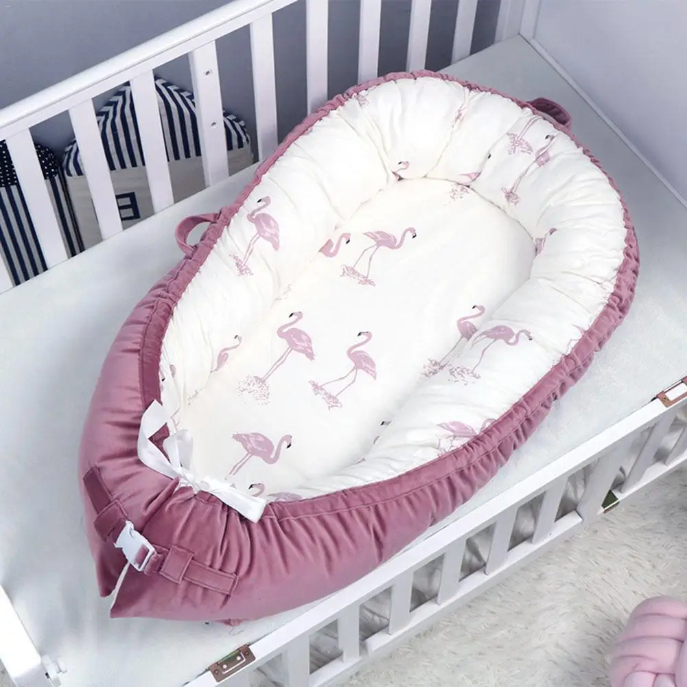 Портативное дышащее детское спальное гнездо, съемная защитная подушка для новорожденных, хлопковая детская кроватка, люлька для детской кроватки