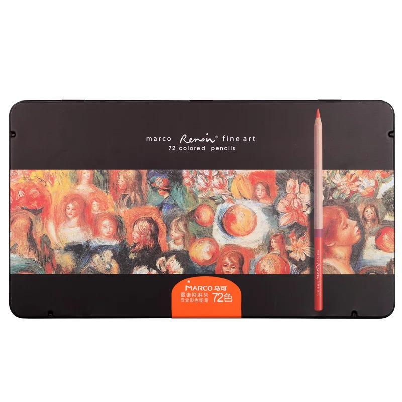 【新品未使用】120色 marco マルコ Renoir ルノワール 色鉛筆 マルコルノワール120色専門のオイルカラー鉛筆12/24/48/72/100