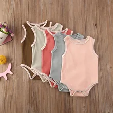 Newest Baby Summer Clothing 0-24M Newborn Infant Toddler Baby Girl Sleeveless Solid Romper Jumpsuit Cotton Blend Outfit Clothing