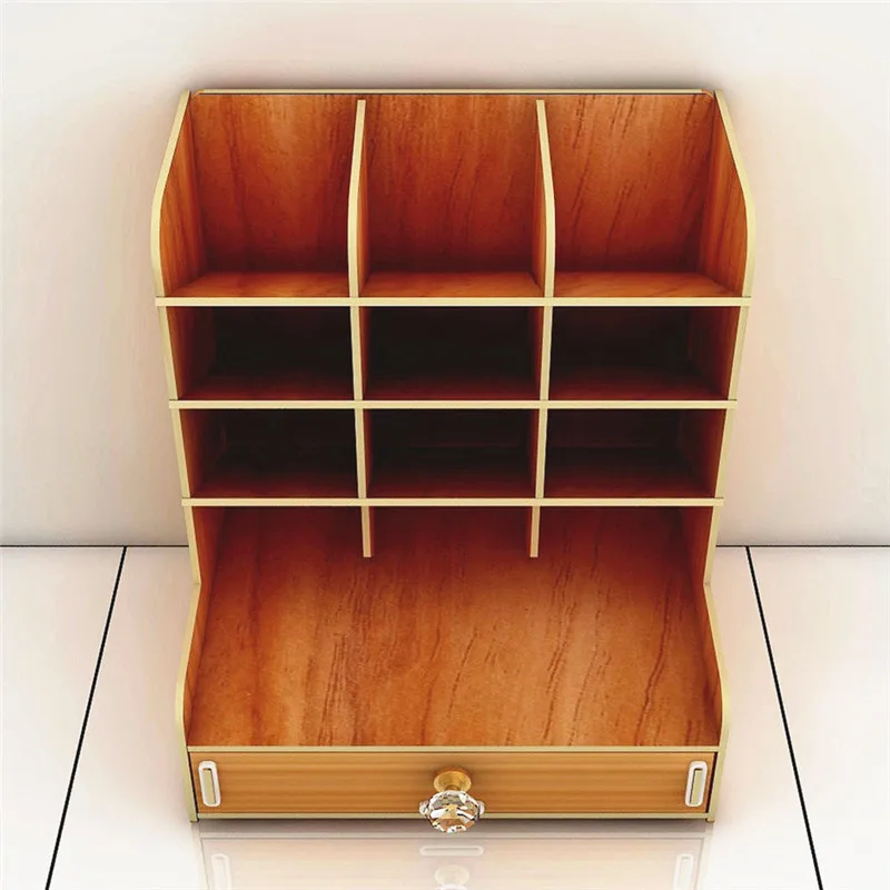 Wooden Desk Organizer Multi Functional DIY Pen pencil Holder Box Desktop Stationary Home Office Supply Storage wooden desk organizer