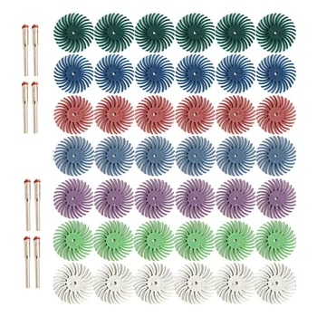 

50Pcs 1 Inch Radial Bristle Disc Kit Abrasive Brush 3mm Shank Detail Polishing Wheel for Rotary Tool Accessories