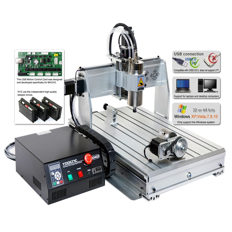 4 Axis 6040 USB CNC Router Engraver Engraving Milling Machine With Controller 