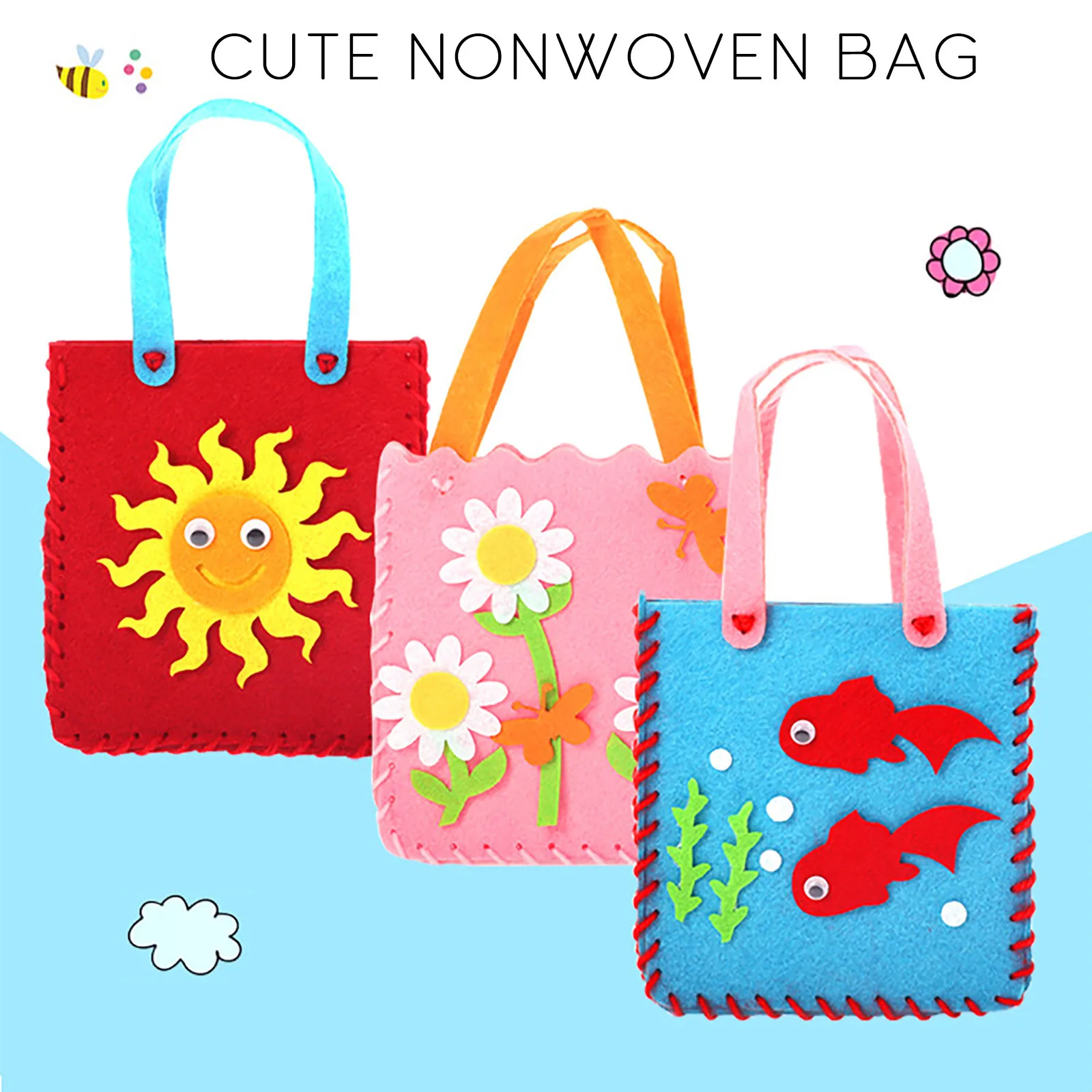 Kit de costura para manualidades DIY para niños y niñas, bolso de mano de fieltro, bolsas de regalo de dulces de Navidad, juguetes de costura, bolsa de colección artesanal, artesanía de bolso
