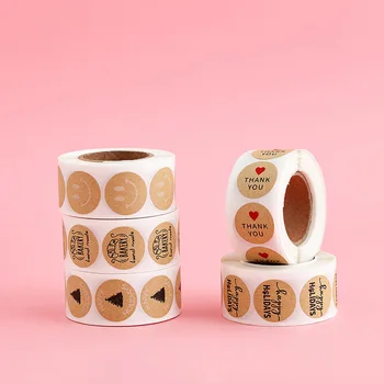 

With Love Label Round Labels 500Pcs Cookie Bags Envelope 2.5CM Adhesive Wedding Stickers Thank You Sticker Kraft Sticker