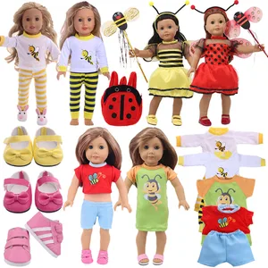 Doll Clothes Shoes Cute Bee Animal Cartoon Clothes For 18 Inch American&43Cm Baby New Born Reborn Girl`s Toy Our Generation DIY