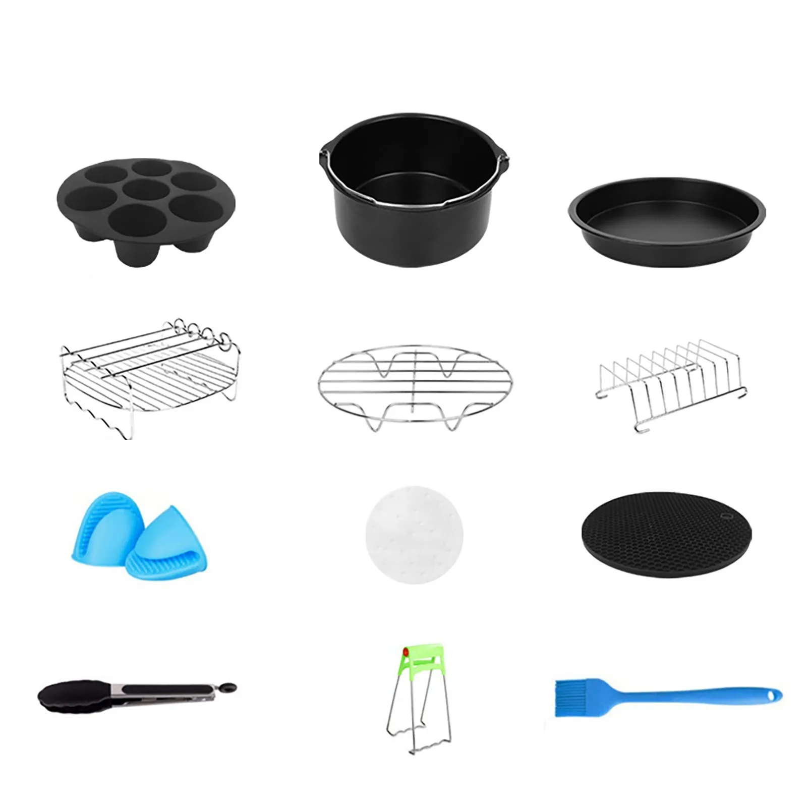 12pcs Air Fryer Accessories 8 Inch Fit For Airfryer 5.2-6.8qt Baking Basket  Pizza Plate Grill Pot Kitchen Cooking Tools - AliExpress