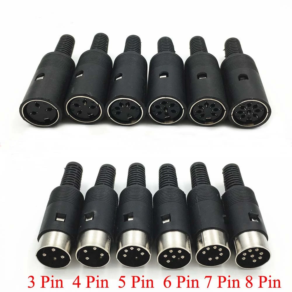 10pcs Din 3 4 5 6 7 8 Pin Male / Female Plug Solder Connector With Plastic  Handle 13mm Diy Adapter - Connectors - AliExpress