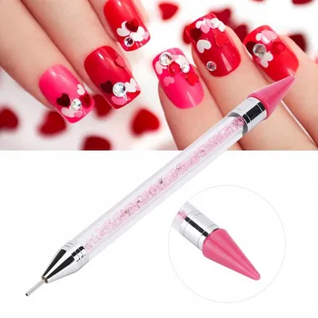 

Professional DIY Durable Nail Art Pen Manicure Tool Soft Silicone Dotting Detailing Double Head Rhinestone Studs Picker Remover