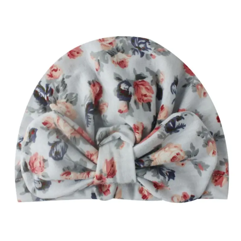 

2019 Infants Baby Printing Bow Cap Children Cotton Hat New Fashion Turban Hats for Newborn Girls Boys