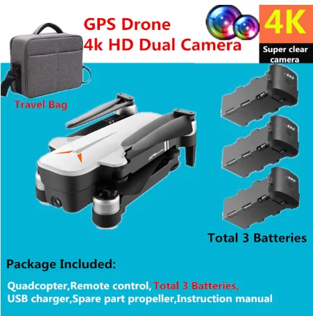 8811 Дрон GPS 5G Квадрокоптер с широкоугольной камерой 4K RC Дрон жеста складной оптический поток Дрон вертолет игрушки - Цвет: 4K 3B Bag