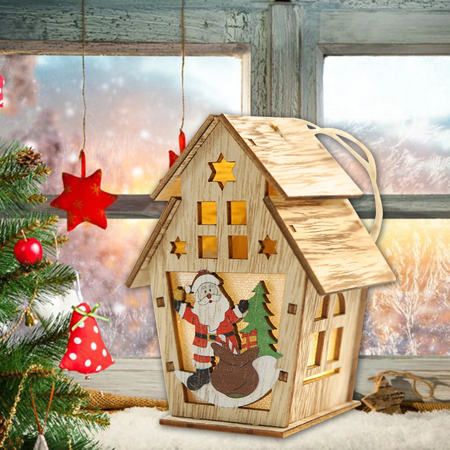 Behogar Merry Christmas Tree светодиодный светящийся деревянный дом подвесные украшения для дома Рождественский Navidad Kerst новогодний декор