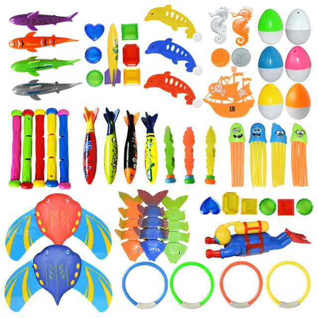 22Pcs/set Children Summer Swimming Diving Toys Torpedos Octopus Diving Fish Ring Pool Play Water Games Children Training Toy 1