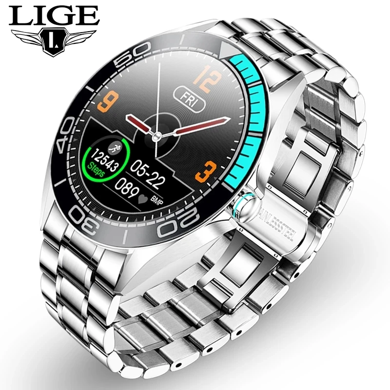 LIGE Luxury Smart Watch Men Waterproof Sports Fitness Watch for Android ios Phone Heart Rate Monitor smartwatch mens Watches