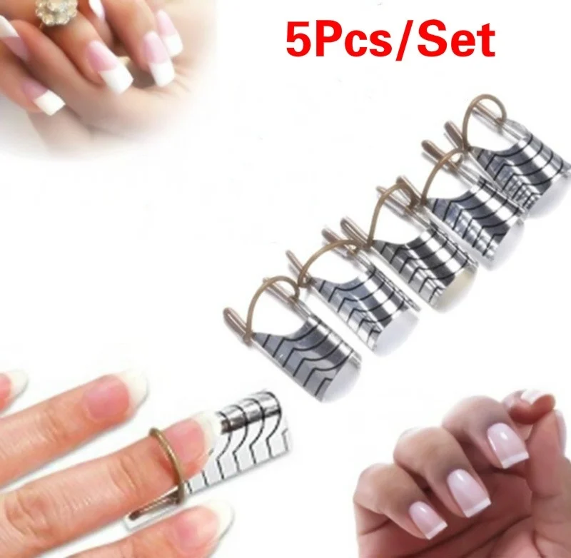

5Pcs Reusable Nail Extension Guide Tool Nail Forms for UV Gel Nail Polish Acrylic Tips Nails Extension Tool