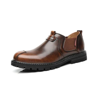 

Retro New Men Chelsea Boots Top Quality Men's Casual Shoes Handsome Vintage Leather Boot Motorcycle Botas Hombre
