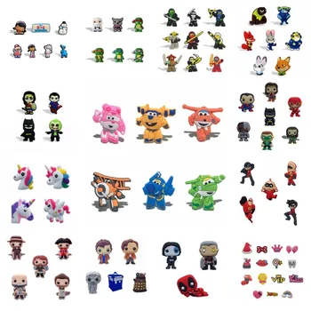

50pcs Mickey Cartoon PVC Shoe Charms Minnie Unicorns Avenger Buckles Fit Croc Bands Accessories Kids Gift Party Favors