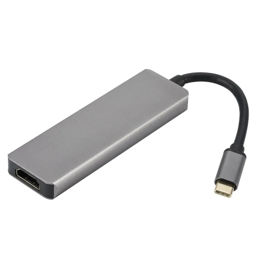 Тонкий Алюминиевый Usb C концентратор type C Thunderbolt 3 к Hdmi 4K адаптер+ Sd/Micro Sd кард-ридер+ два порта Usb 3,0