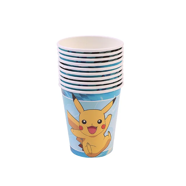 Pokemon Birthday Party Decorations Pikachu Foil Balloons Disposable Tableware Plate Napkin Backdrop For Kids Boy Party Supplies Cup 10pcs