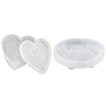 

Table Mold Silicone Mold Epoxy Mold Exhibition Table Mold & Heart Shaped Cut Jewelry Gift Box Storage Box Mold UV Resin
