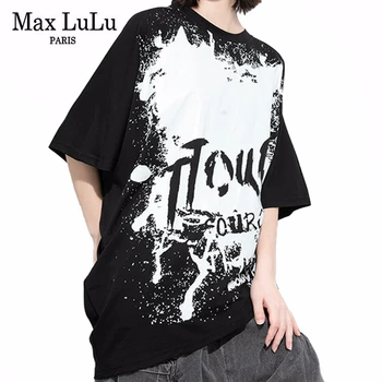 

Max LuLu 2020 New European Fashion Summer Ladies Punk Style Tee Shirts Womens Casual Printed Tshirts Loose Oversized Streetwear