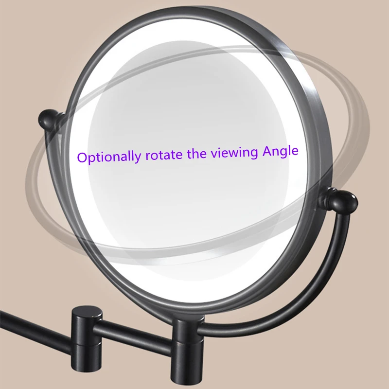 Bathroom Mirror Black Brass Dual Side LED Light Cosmetic Mirror Extending Folding Wall Lamp Magnification 3/5/10X Makeup Mirrors 4