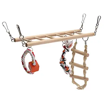 

Parrots Ladders Climbing Swing-Toy Perch Toy Wood Parrot Drawbridge Climb Cableway Hamster Toy Parrot Toy Birds Pets