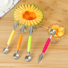 Criativo sorvete dig bola colher diy variedade de frutas escavação colher melancia melão escultura faca cortador cozinha gadgets