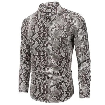 

Luxury Printed Snake Hawaii Shirt New Long Sleeve Shirt For Men Summer Shirt For Men Casual FashIon Beach Men Shirts 2020