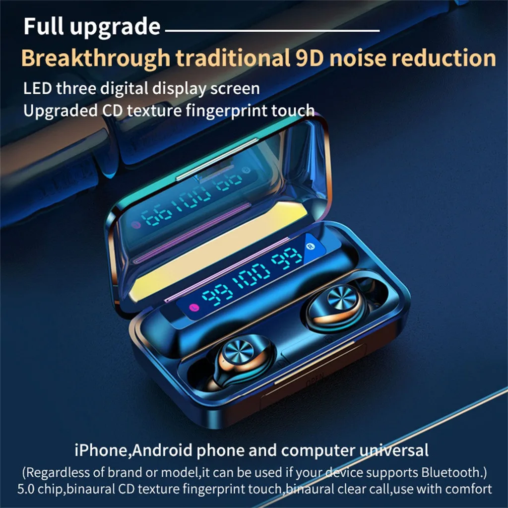 Earphones bluetooth noise high capacity Headset TWS Wireless Touch Control Earphones Mini Earbuds Stereo Headphones IPX7