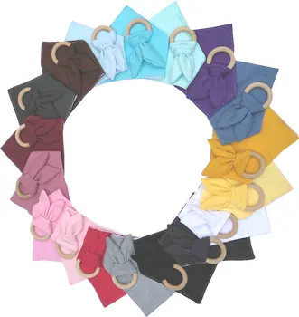 

1set(2pc)Toddler Scarf Bib Bunny Ears Teether Toy Montessori Infant Teething Gift With Organic Natural Wooden Ring Baby Teether