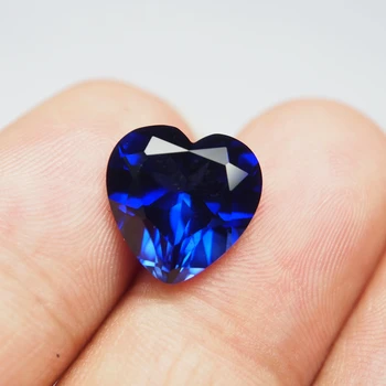 

5*5mm 10 piece /bag Heart Cut 5A Royal Blue sapphire laboratory Loose gemstone 34# corundum for gold sliver Ring earring making