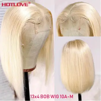 

613 Blonde Lace front Human Hair Wigs Brazilian Short Bob 13x4 Transparent Lace Front Wigs Blonde Straight Hair Wigs Remy Hair