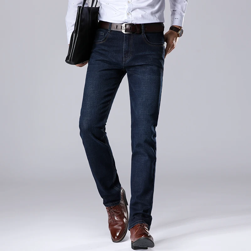 Xuansheng brand men's jeans 2020 new autumn winter thick business work casual stretch slim jeans classic pants blue black jeans Xuansheng brand men's jeans 2020 new autumn winter thick business work casual stretch slim jeans classic pants blue black jeans