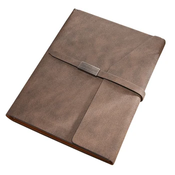 

Gray Business Office Notebooks Stationery Loose Leaf Simple Work Journal Leather Diary