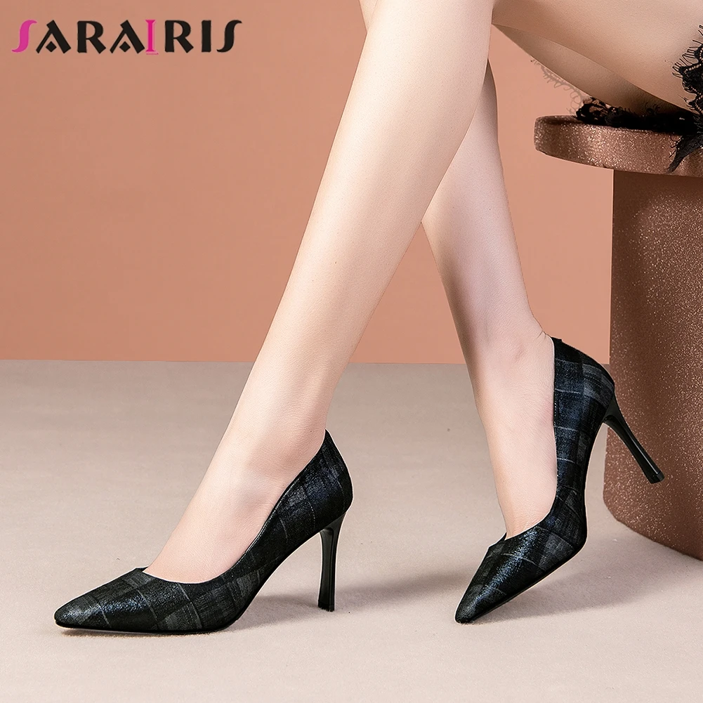 

SARAIRIS Elegant Female Office Casual Dress Pumps Pumps Women Pointed Toe Slip On Flock Shallow Spring Shoes Woman