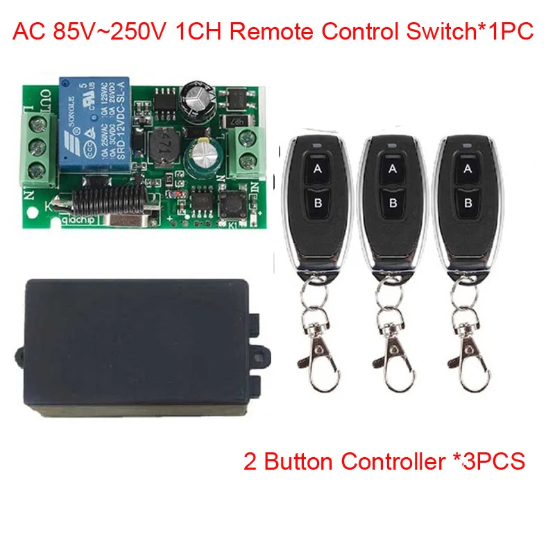 433 МГц Универсальный беспроводной пульт дистанционного управления AC 110 В 220 В 1CH релейный модуль приемника 2 кнопки дистанционного управления RF пульт дистанционного управления - Цвет: 1 Receiver 3 RC