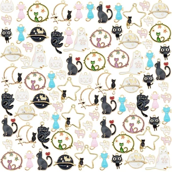 

Julie Wang 15PCS Enamel Cat Charms Mixed Styles Alloy Animal Pendants Bracelet Earrings Jewelry Making Accessory