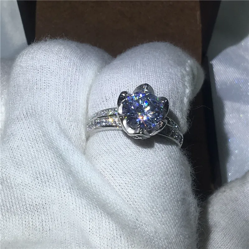 Модный женский набор короны кольцо из стерлингового серебра 925 пробы 4ct фианит AAAAA свадебное кольцо кольца для женщин подарок