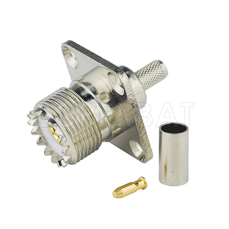 

Superbat 10pcs UHF Crimp Female with 4 Hole Panel Mount RF Coaxial Connector for Cable RG58, RG400,RG142,LMR195