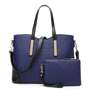 

Ladies Handbag Leather Grain Elegant Style Women PU Shoulder Bag with A Clutch A69C