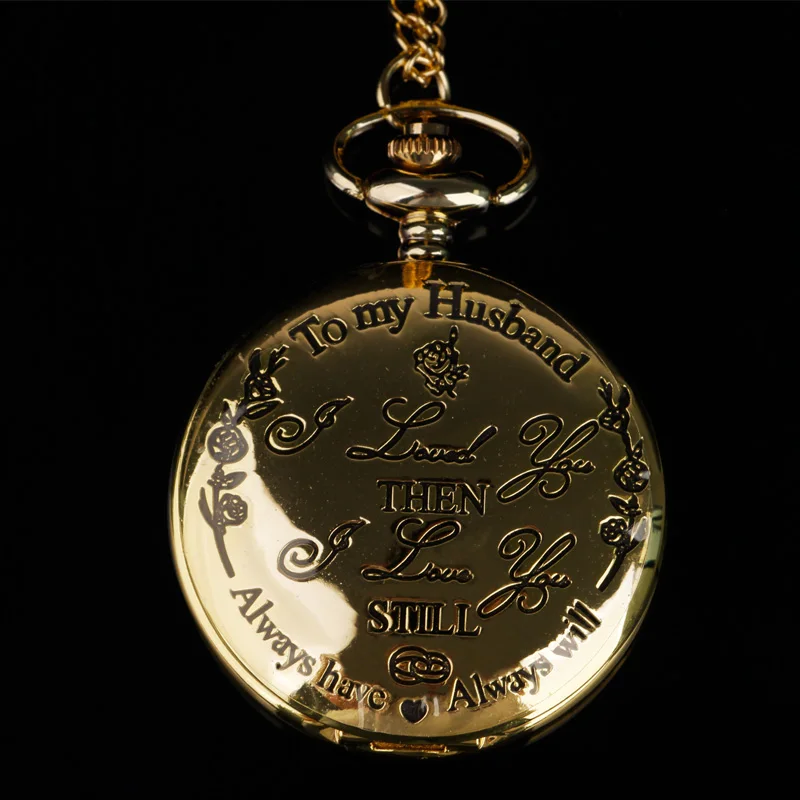 

Best Gift "To My Husband"Creative Lettering Quartz Pocket Watches Vintage FOB Chain Pocket Watch Best Gifts for Lover Husband