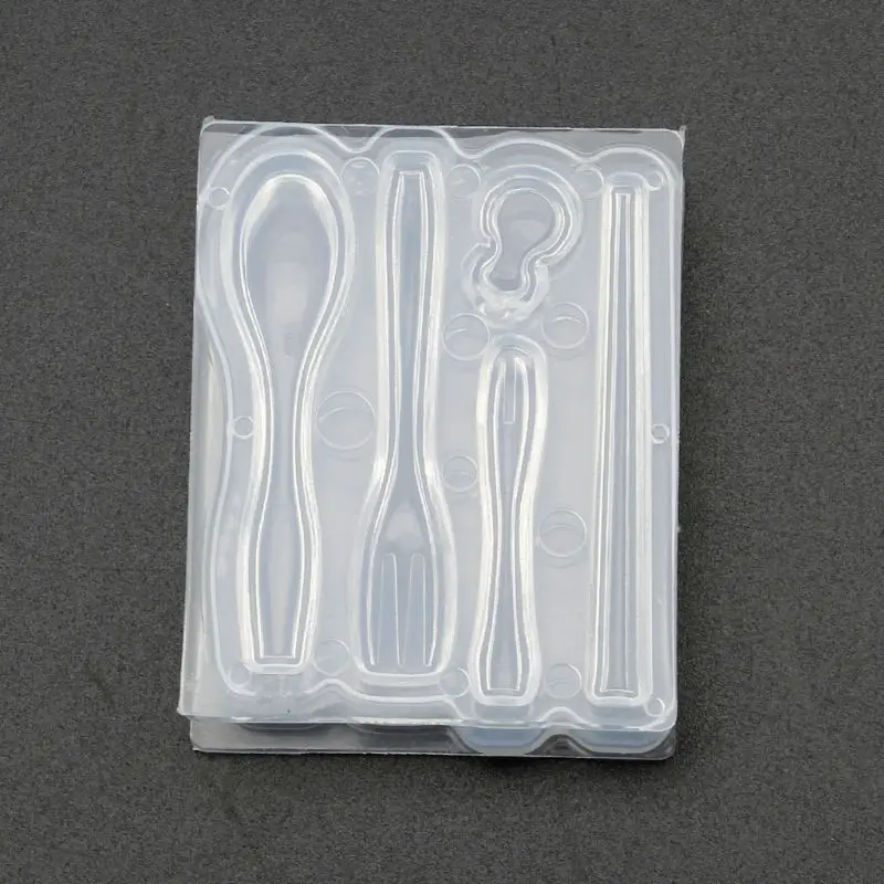 JAVRICK 1 комплект мини палочки для еды ложки вилки Смола силиконовая форма эпоксидная смола ювелирные инструменты