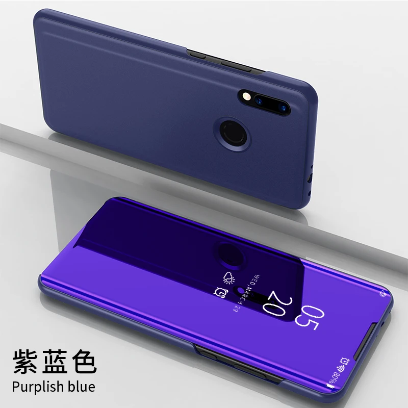 Для zte V10 Vita чехол, зеркальный флип-чехол, кожаный чехол для телефона zte Blade V10 Vita, защитный чехол для телефона с подставкой - Цвет: Purple Blue