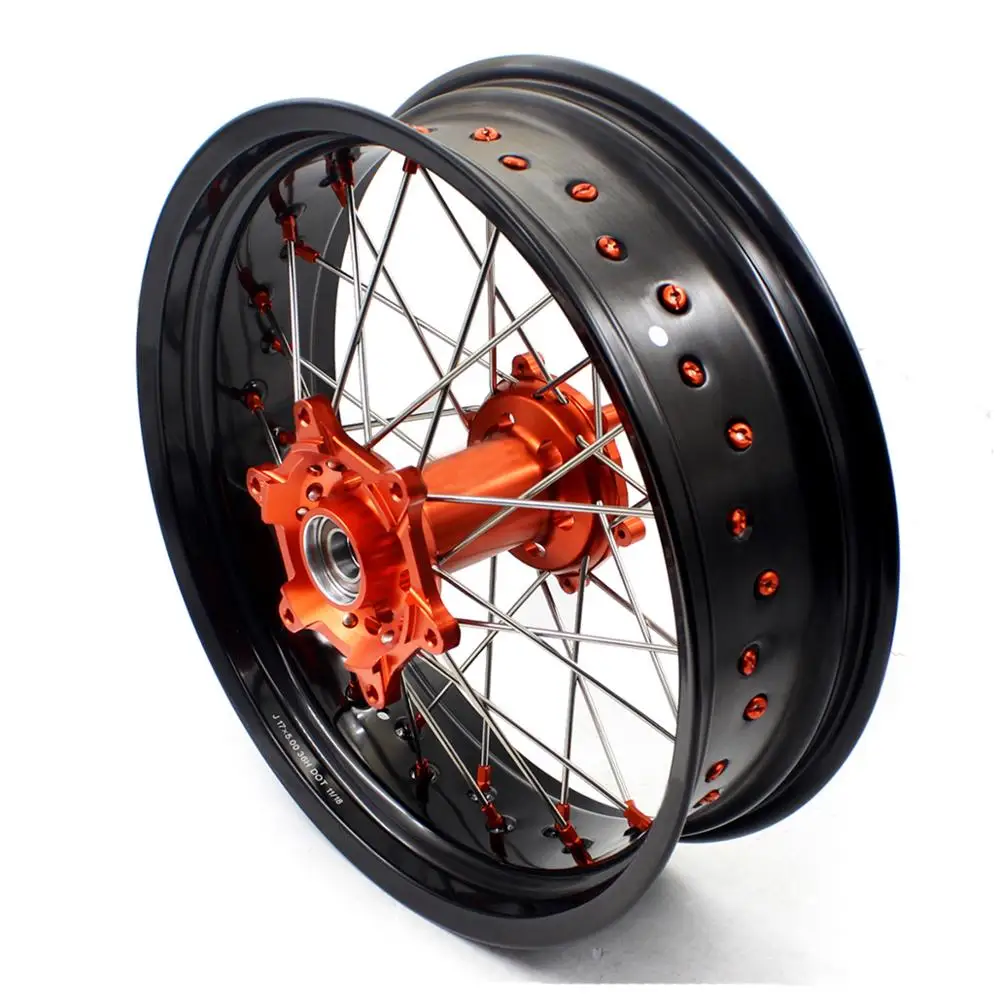 KKE 3 5/4 25 17 дюймов. Комплект колес CNC Supermoto для SX SXF XC XCW EXC EXCF 125 530 2003 2021 Supermotard обод