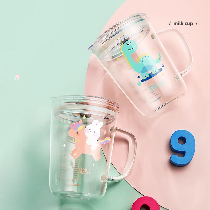 Bicchiere da acqua in vetro per bambini simpatico cartone animato tazza da  bere per bambini con cannuccia bottiglia da latte per coniglio a tenuta  stagna bicchiere per bambini PBA gratuito - AliExpress