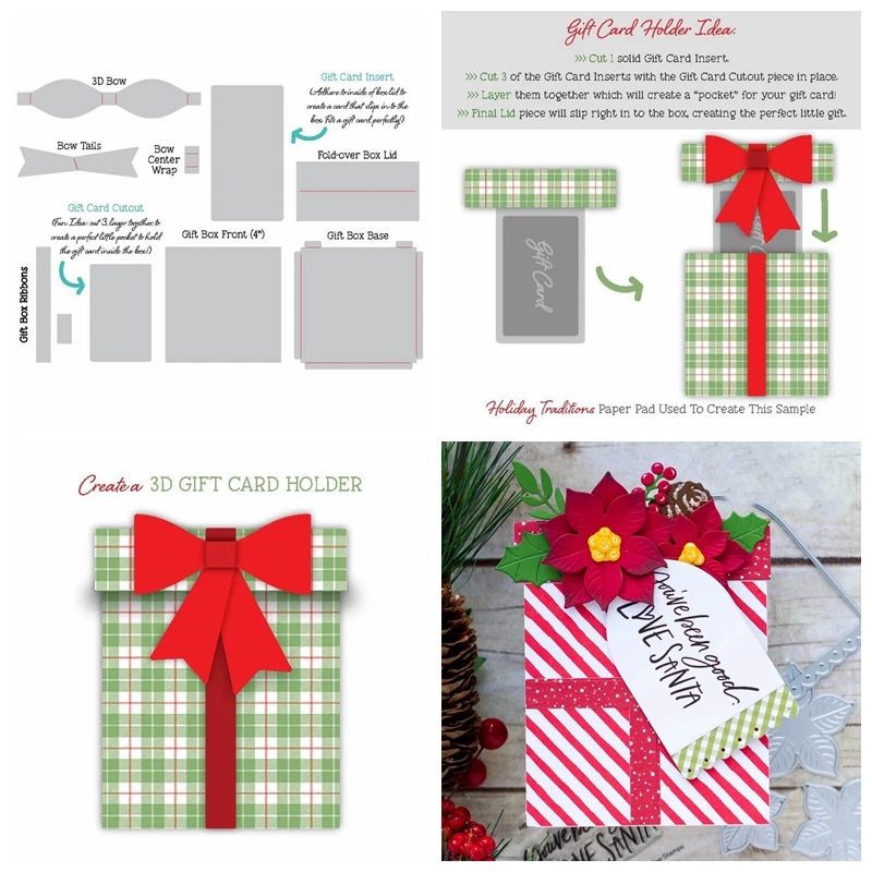 

Wrapped Bowknot Gift Card Holder Metal Cutting Dies new 2019 Gift Box 3D Gift Card Holder Die Cuts For Card Making DIY