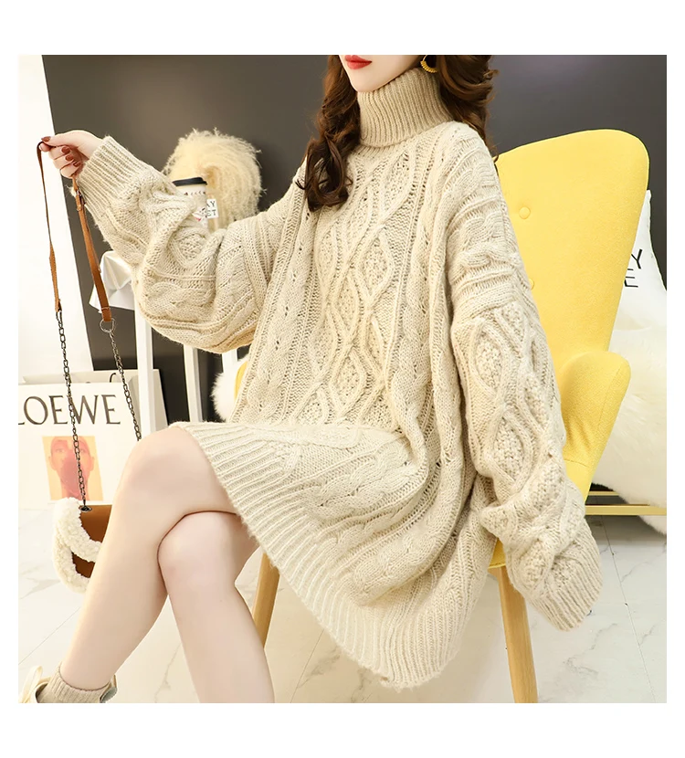 H. SA зимняя одежда для женщин Водолазка пуловер и свитер Длинные негабаритных Twited Pull свитеры Красный Рождество Джемперы свободные топы