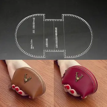 

Leather Craft Mini Bag Coin Purse Wallet Sewing Pattern PVC Stencil Template Kit LX9F