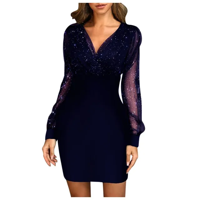 sexy short black dress with sparkles and deep v 4