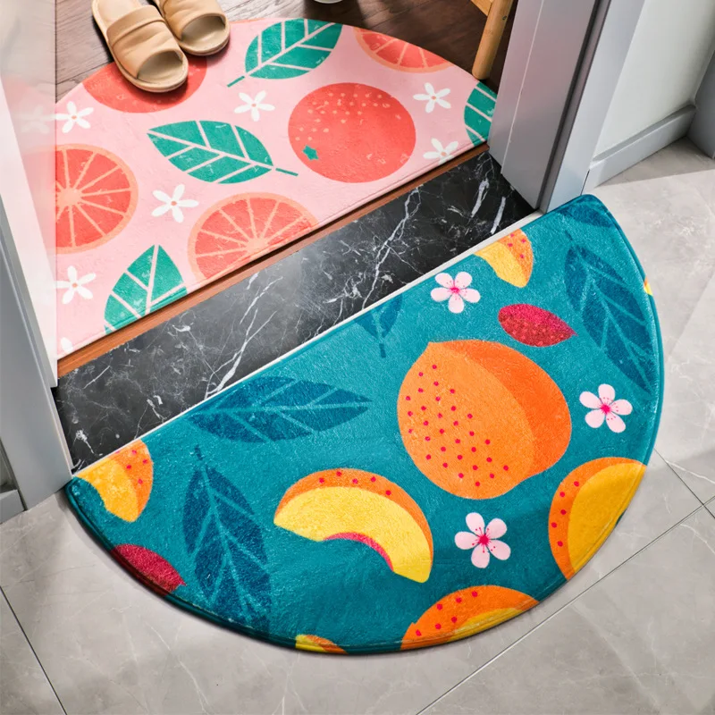 Полукруглый Радужный коврик для двери с фруктовым принтом полукруглый домашний ковер для спальни ванной комнаты Противоскользящий коврик для прихожей